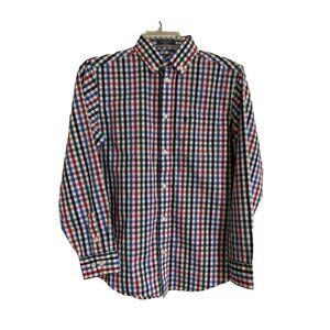 EUC IZOD Boys Button Down Long Sleeve Dress Shirt Plaid Size Large 14/16